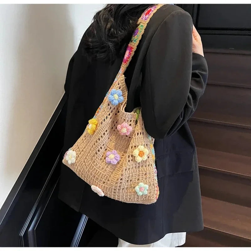 Floral Boho Woven Bag