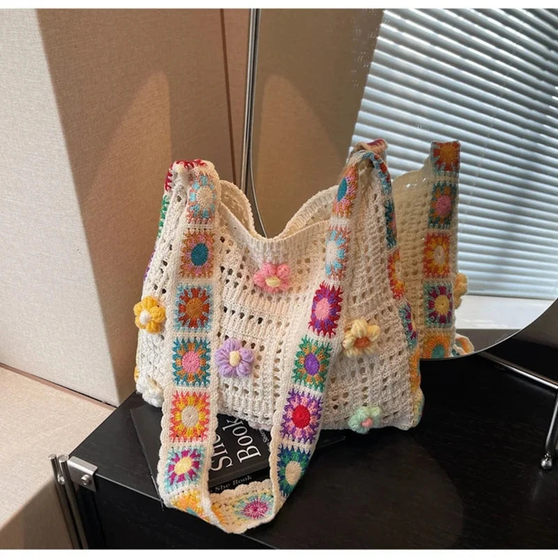 Floral Boho Woven Bag
